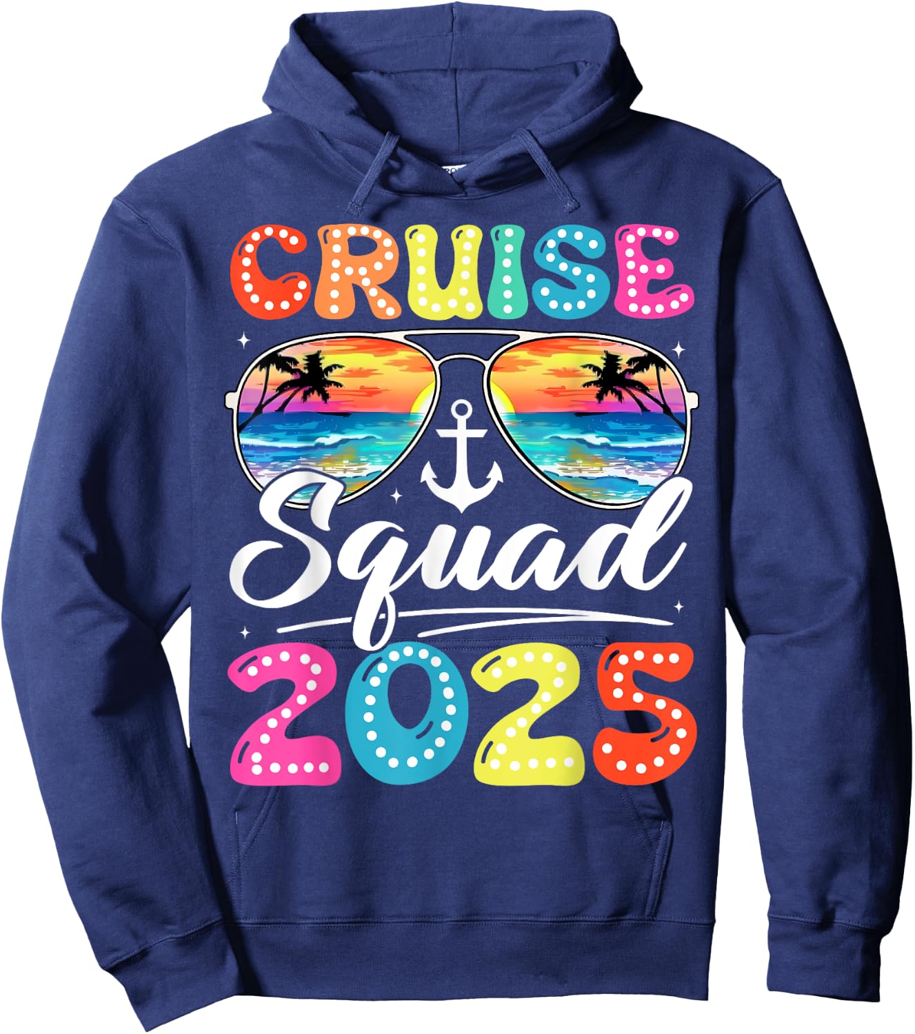 Cruise Squad 2025 Family Friends Vacation Cruising Groovy Hoodie - Hoodie | Navy
