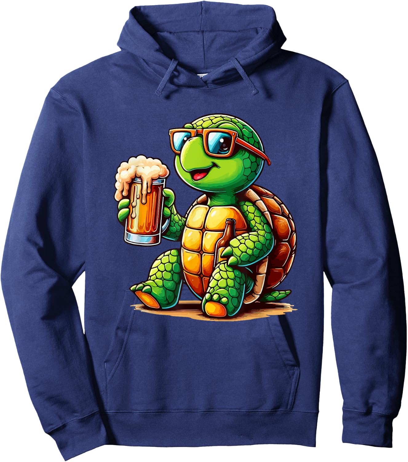 Turtle Drinking Beer Oktoberfest Holiday German Funny Party Hoodie - Hoodie | Navy