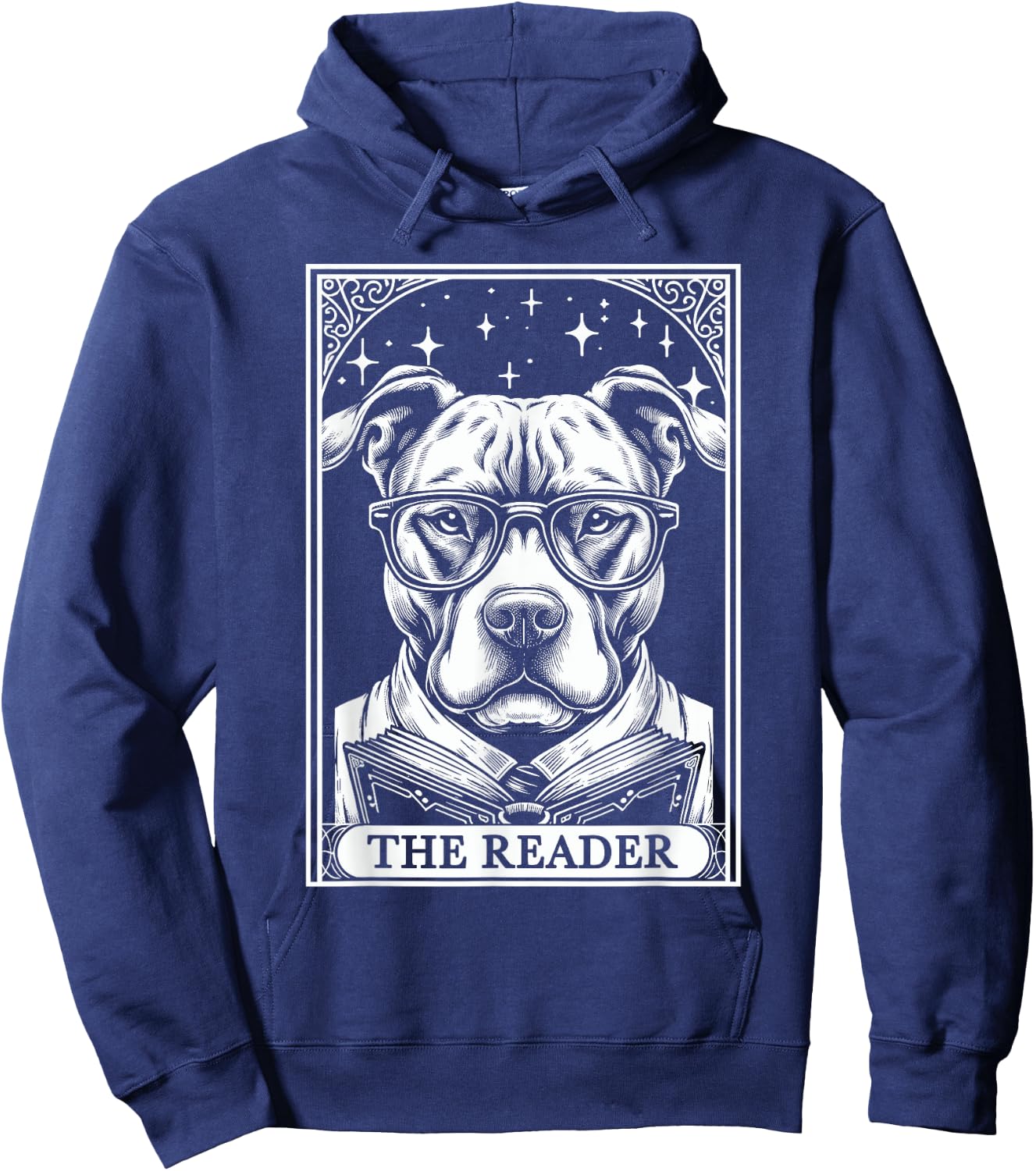 Tarot Card Vintage Pit Bull Pittie Dog Book Lover The Reader Hoodie - Hoodie | Navy