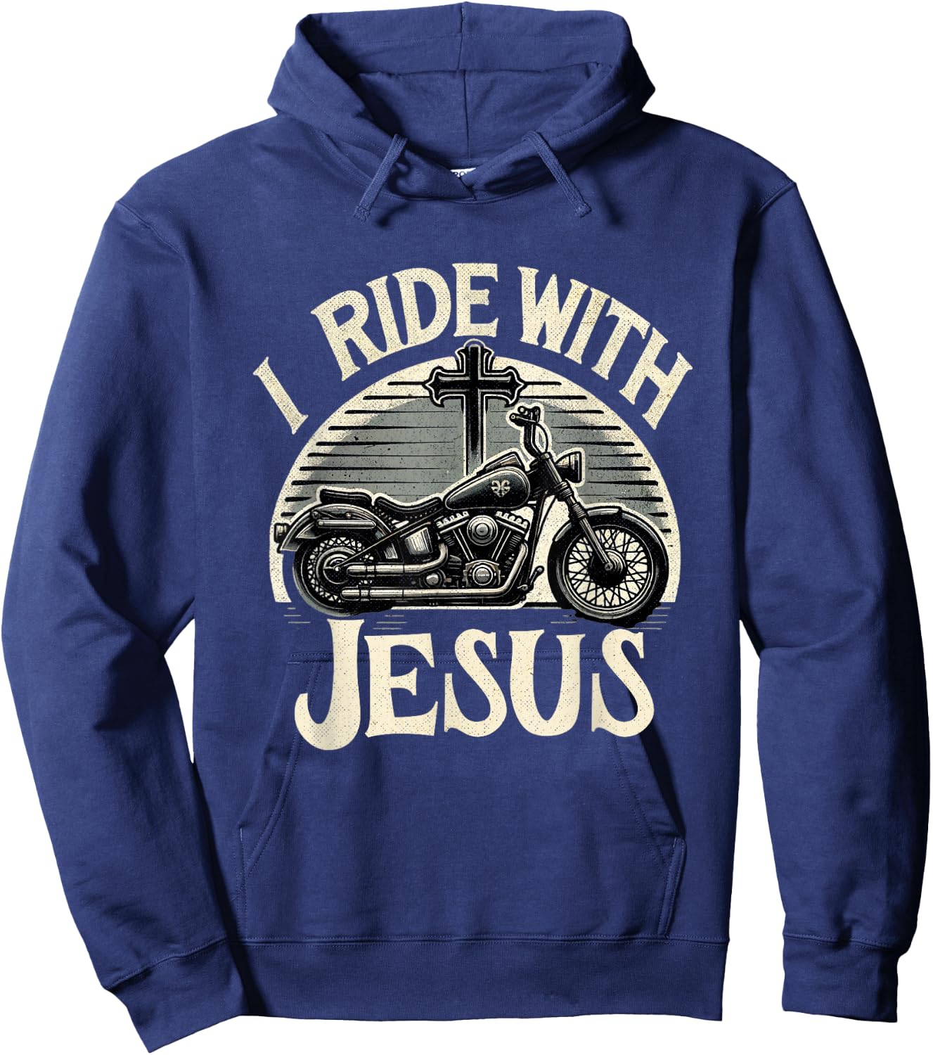 Faithful Flair I Ride With Jesus Motorcycle Christian , Small, Black Hoodie - Hoodie | Navy