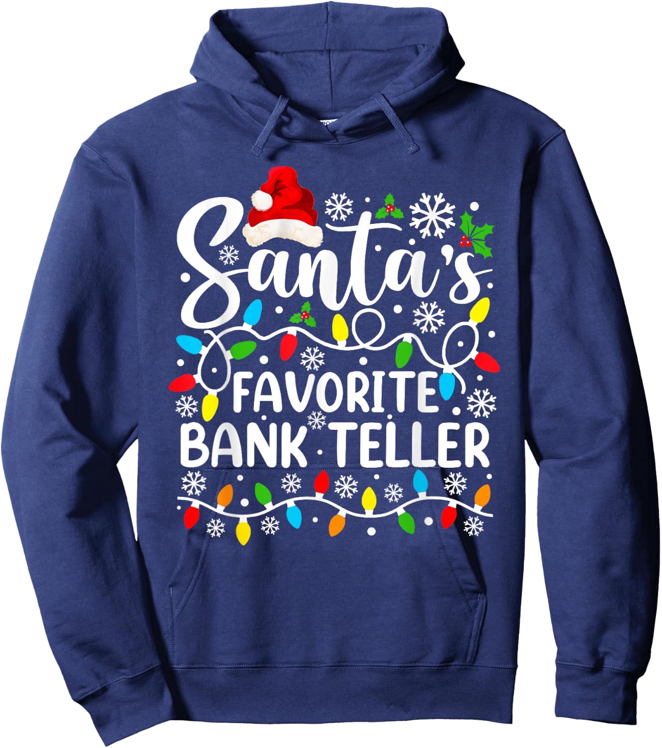 Santa's Favorite Bank Teller Funny Christmas Family Matching Hoodie - Hoodie | Navy