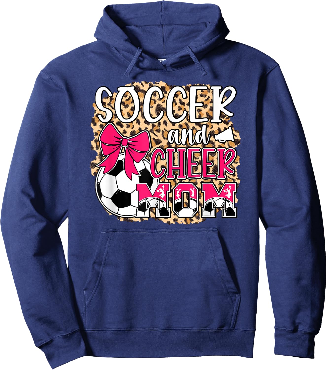 Soccer And Cheer Mom Leopard Cheerleader & Soccer Player Mom Hoodie - Hoodie | Navy