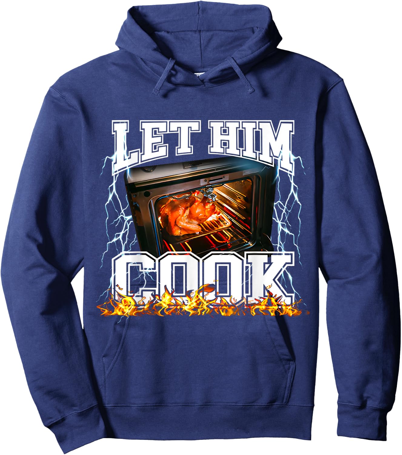 Let Him Cook Funny Thanksgiving Meme Women Kids Hoodie - Hoodie | Navy