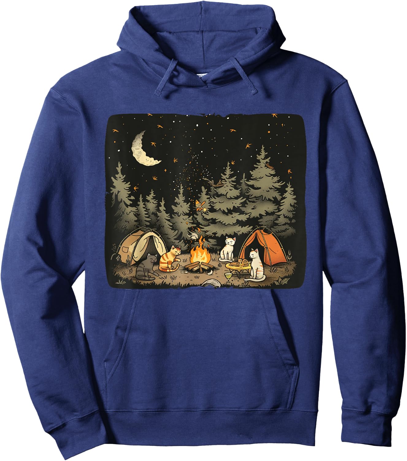 Camping Cat Costume for funny Adventures in Nature Women Kids Hoodie - Hoodie | Navy