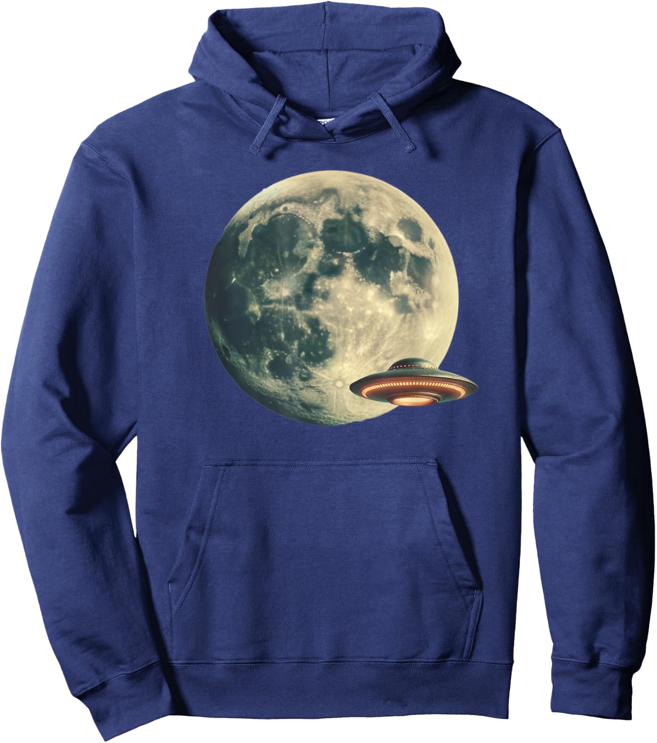 Full Moon UFO Flying Saucer Graphic Hoodie - Hoodie | Navy