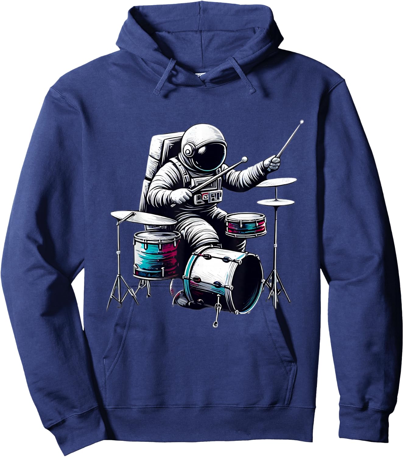 Drumming Astronaut Astronaut playing music drum in space Hoodie - Hoodie | Navy