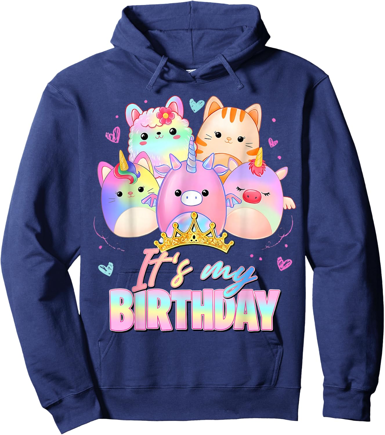 Cute It's My Birthday Girl Squish Squad Funny Birthday Party Hoodie - Hoodie | Navy