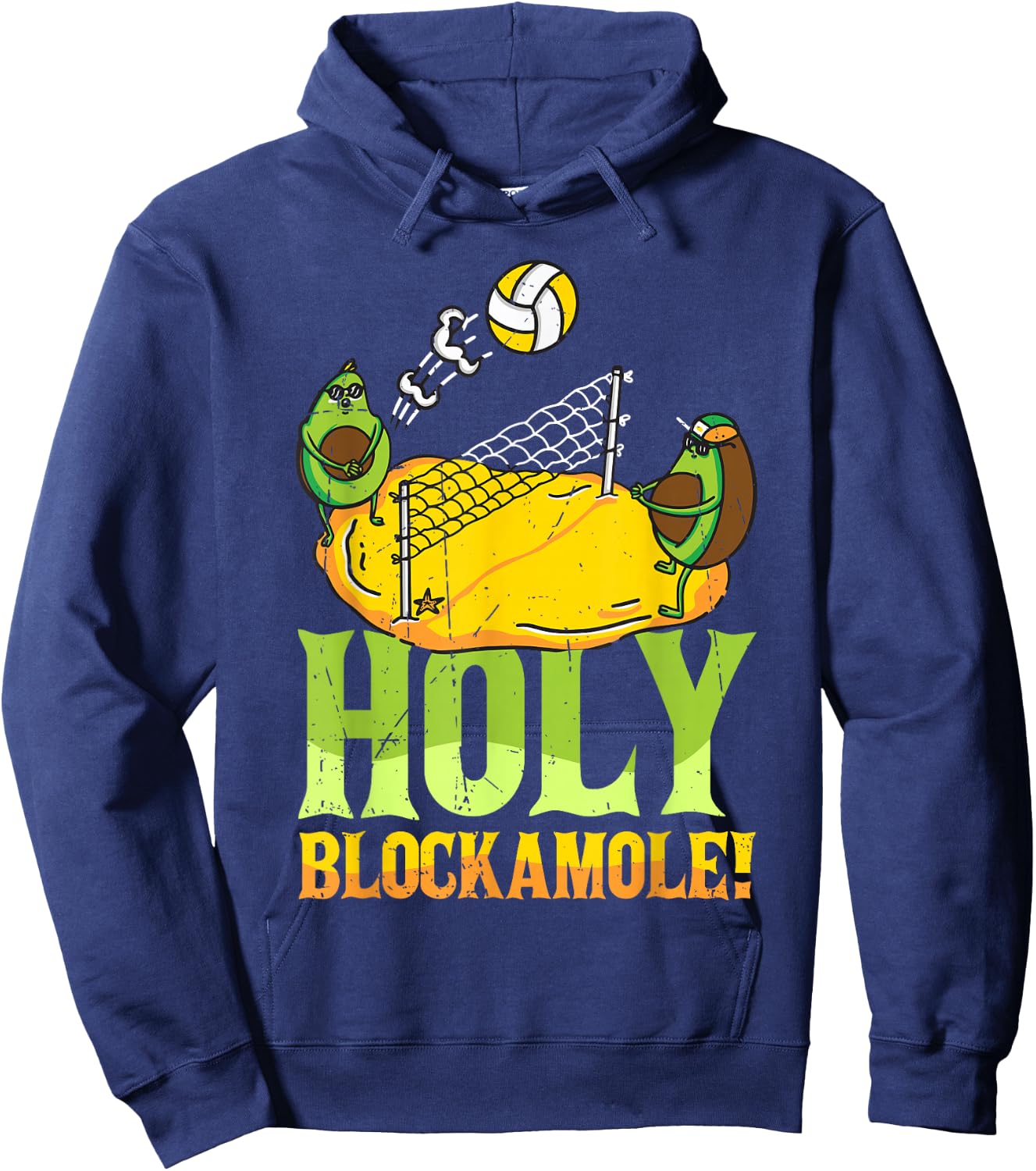 Holy Blockamole Volleyball Match Block Avocado Women Hoodie - Hoodie | Navy
