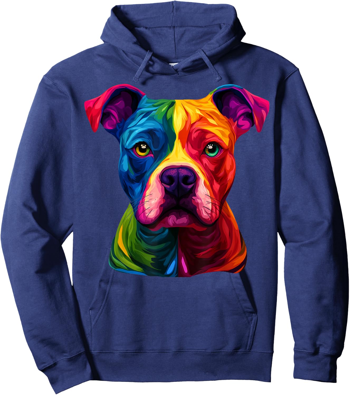 Colorful Staffordshire Bull Terrier Face Staffy Dog Black Hoodie - Hoodie | Navy