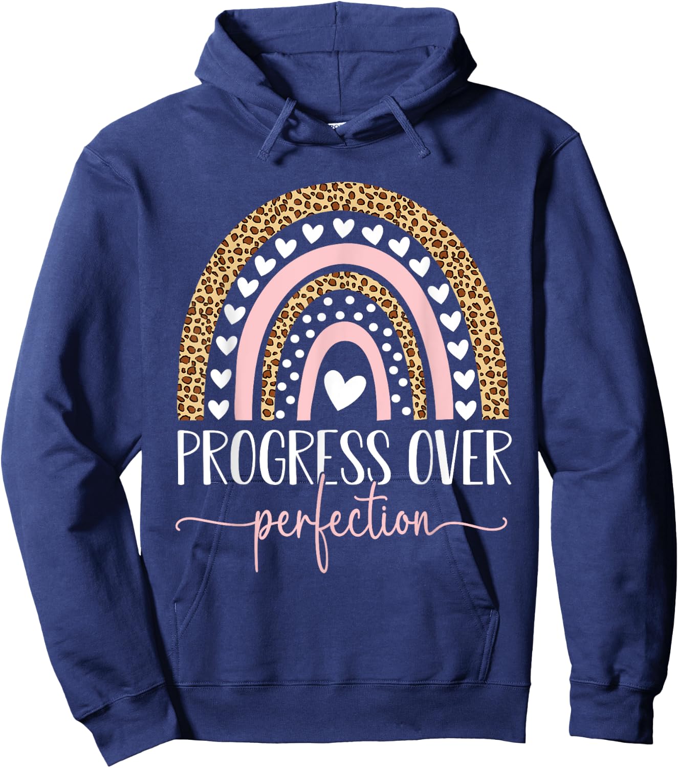 Motivational Progress Over Perfection Teacher School Hoodie - Hoodie | Navy