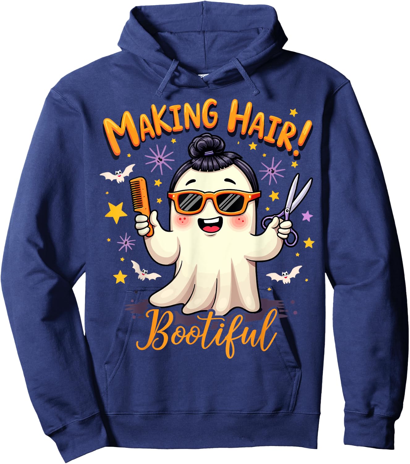 Making Hair Bootiful Ghost Funny Halloween Hairstylist Hoodie - Hoodie | Navy