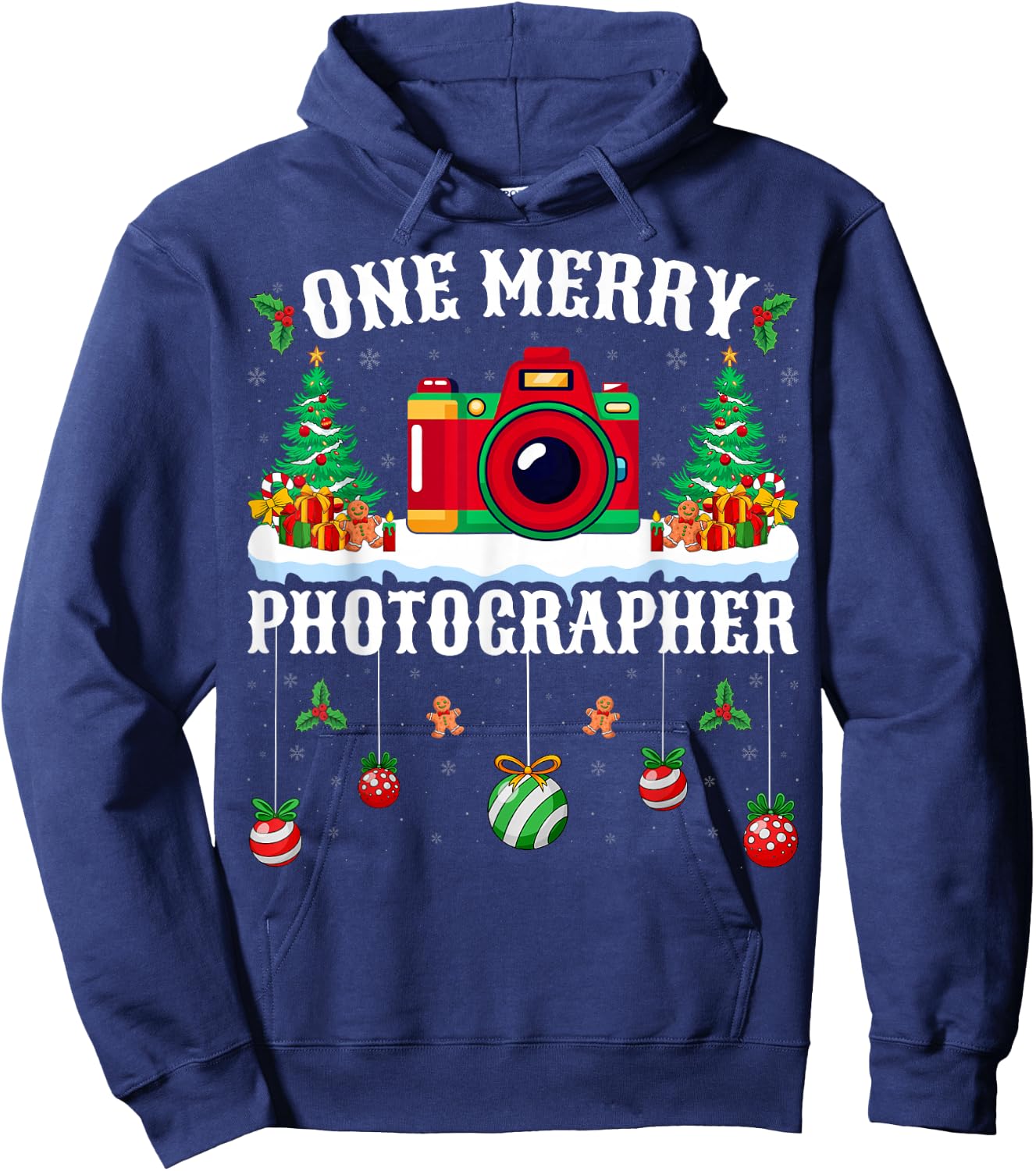 One Merry Photographer Xmas Holiday Photography Christmas Hoodie - Hoodie | Navy