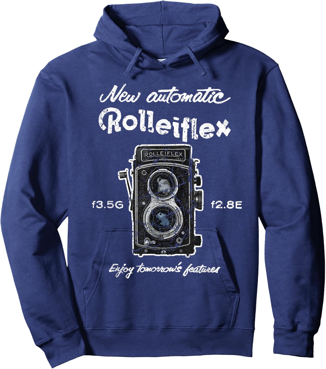 Old Vintage Rolleiflex Camera Distressed Design Hoodie - Hoodie | Navy