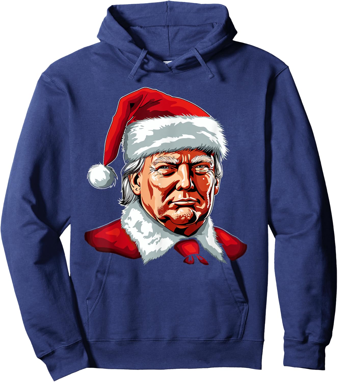 Santa Claus Trump Christmas Art Portrait Graphic Men Women Hoodie - Hoodie | Navy