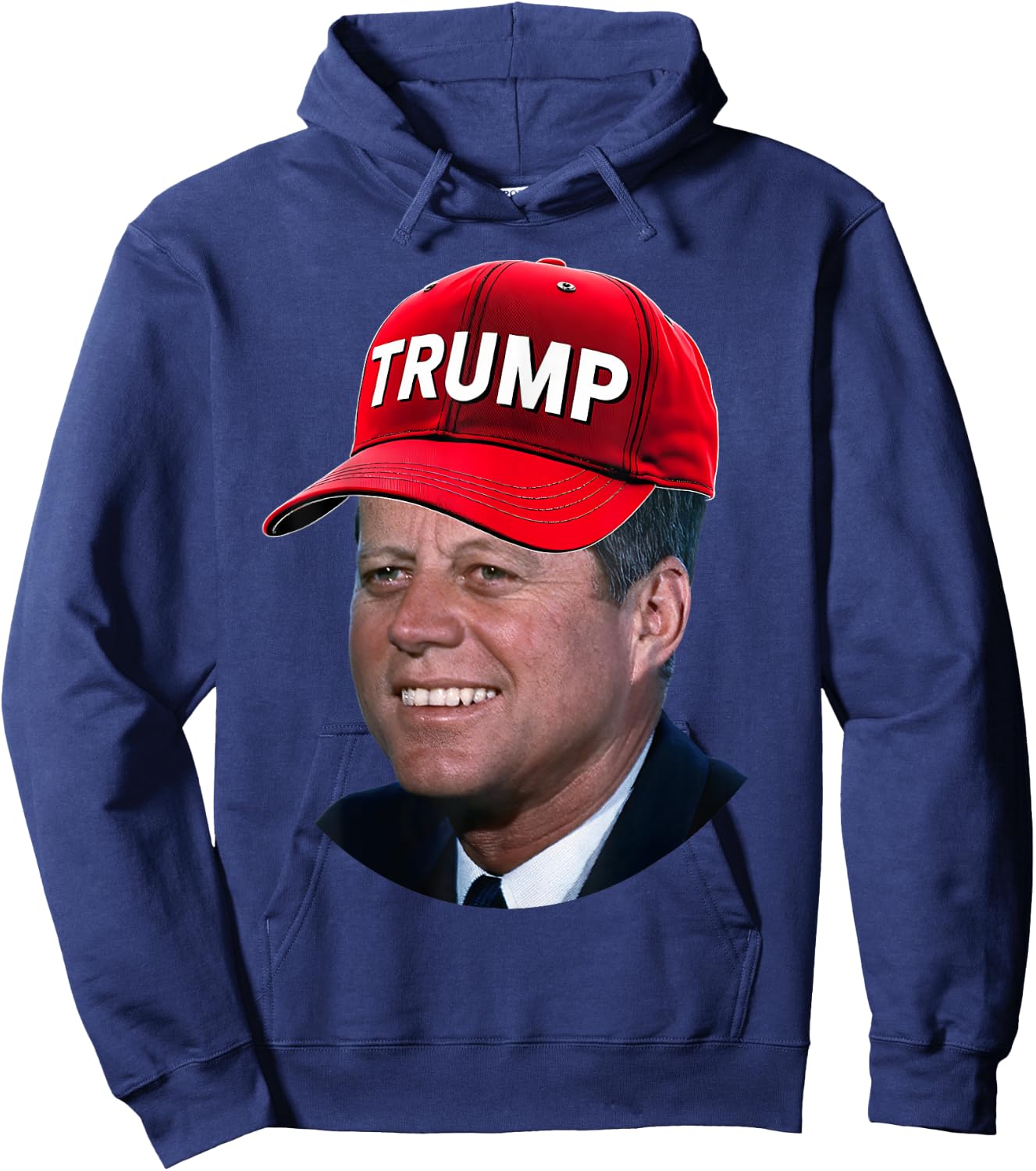 JFK Wearing Trump Hat Funny John F Kennedy Meme Graphic 2024 Hoodie - Hoodie | Navy