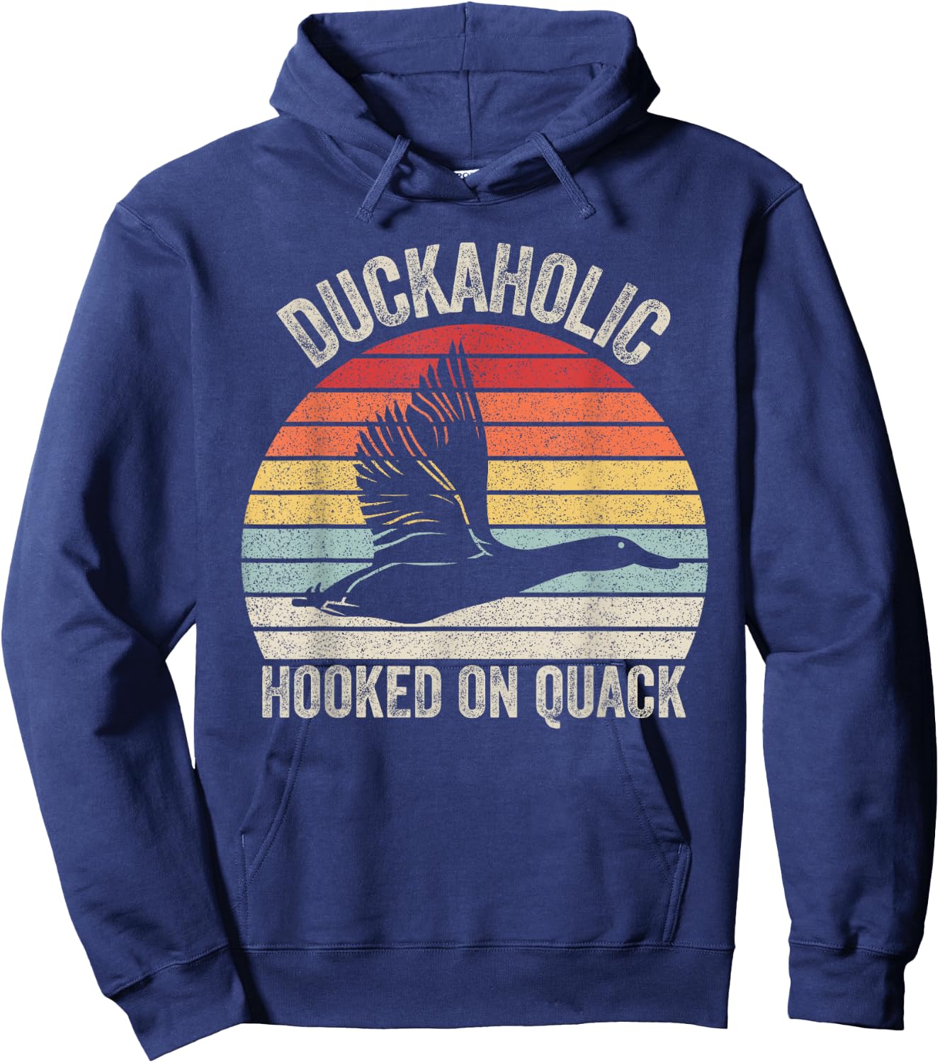 Vintage Retro Duckaholic Hooked On Quack Hunter Gifts Hoodie - Hoodie | Navy