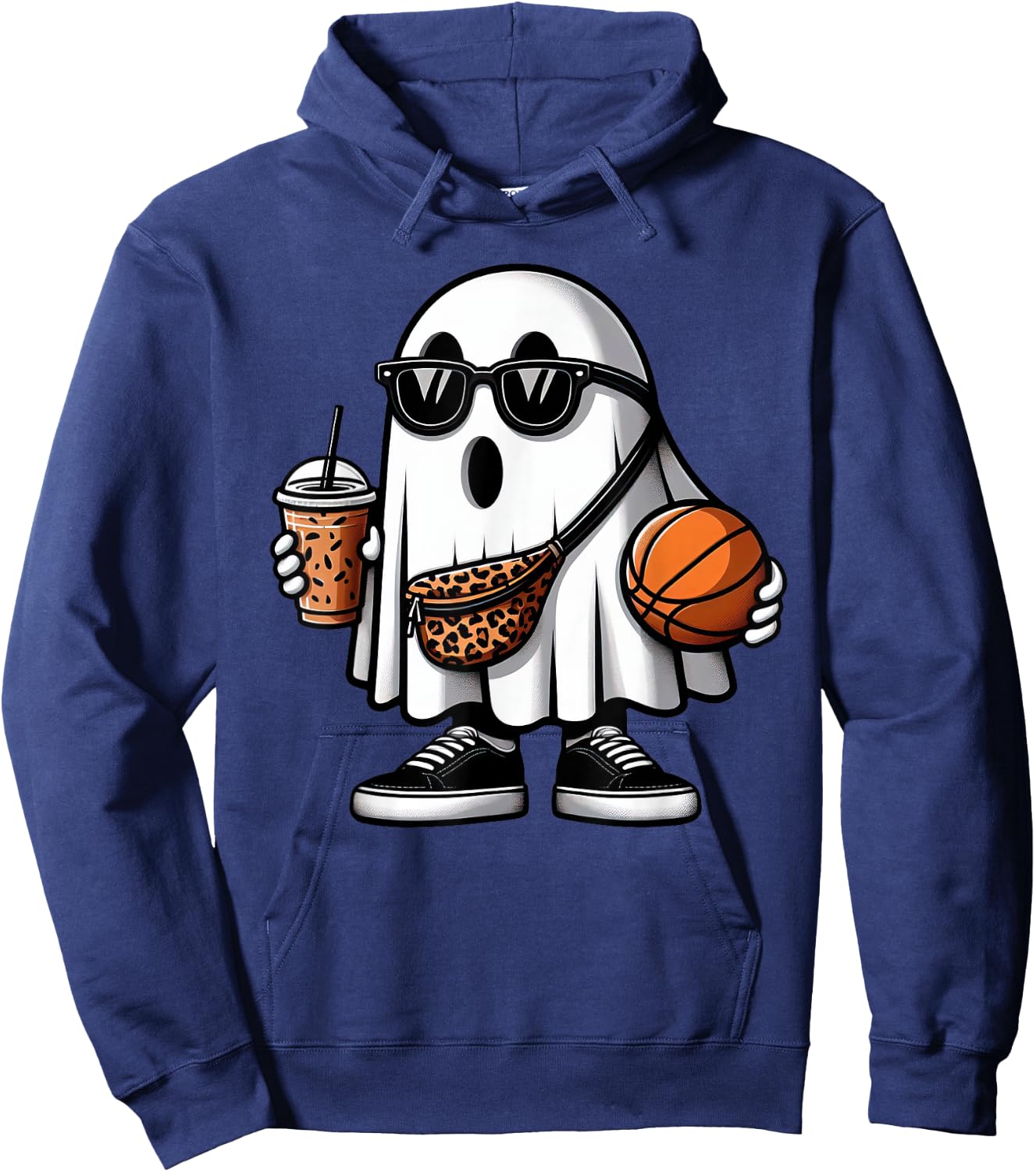Funny Basketball Ghost Halloween Kids Hoodie - Hoodie | Navy