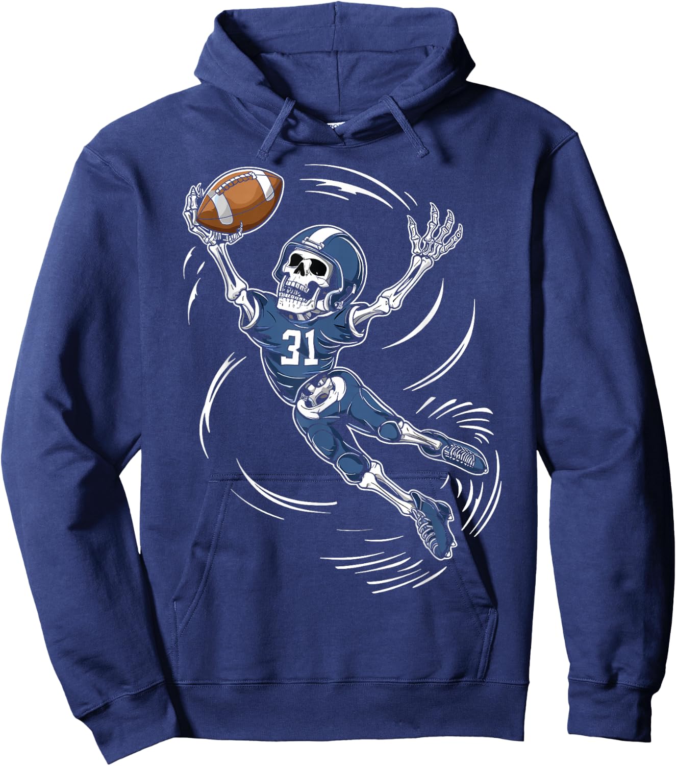 American Football Skeleton Halloween Men Boys Football Fan Hoodie - Hoodie | Navy