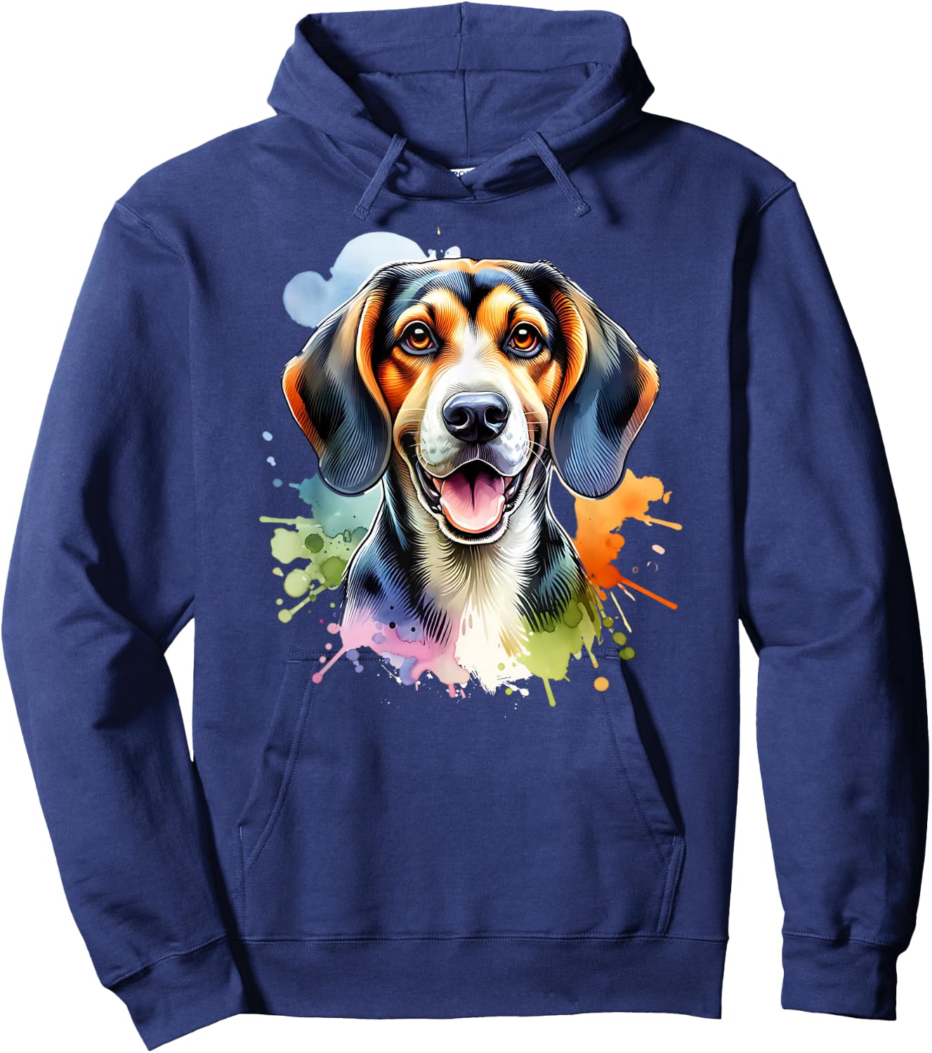 Treeing Walker Coonhound Dog Watercolor Artwork Hoodie - Hoodie | Navy