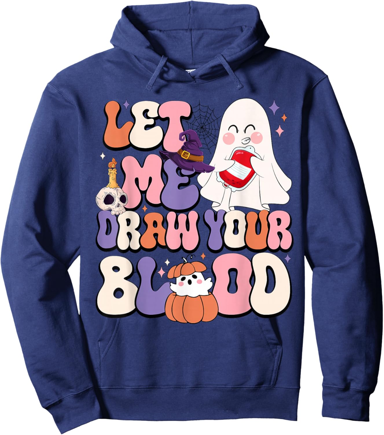 Let Me Draw Your Blood Halloween Phlebotomist Phlebotomy Hoodie - Hoodie | Navy