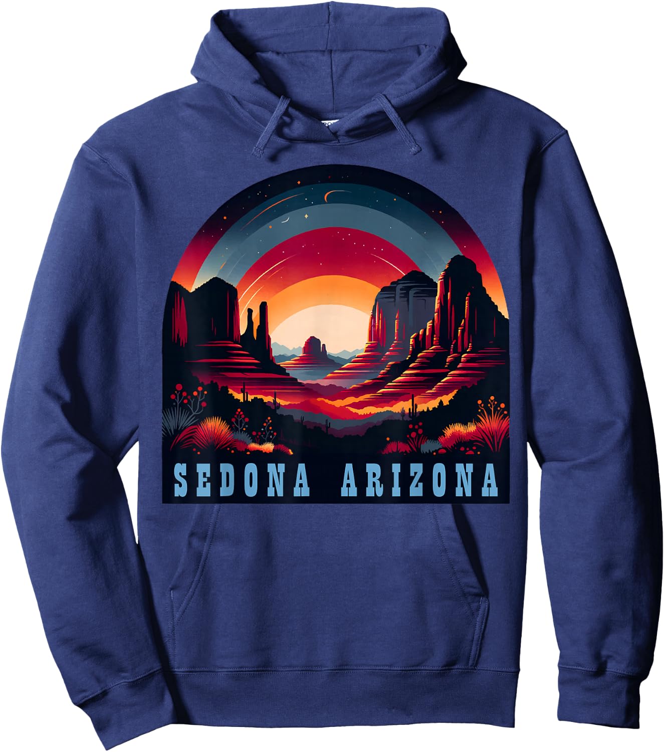 Sedona AZ Hiking Outdoors Mountain Sedona USA Retro Vintage Hoodie - Hoodie | Navy
