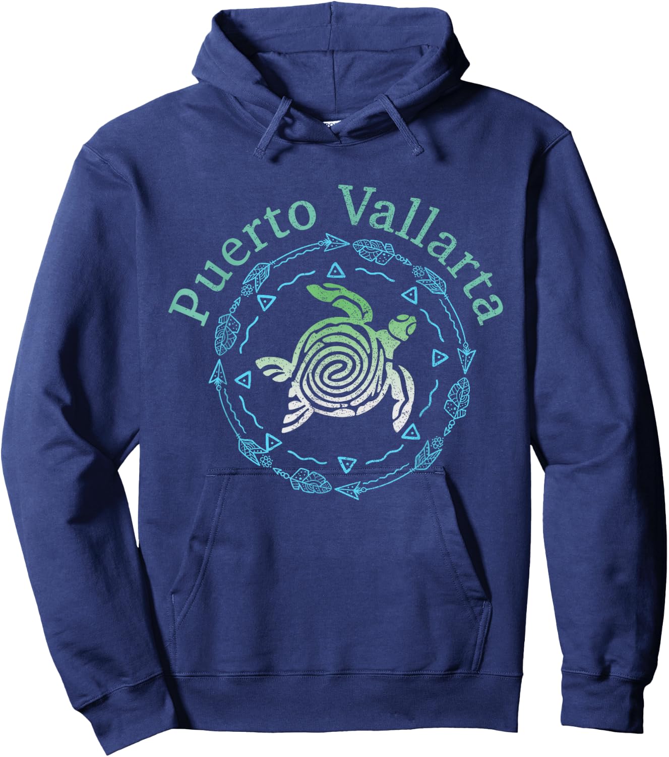 Puerto Vallarta Vintage Tribal Turtle Hoodie - Hoodie | Navy