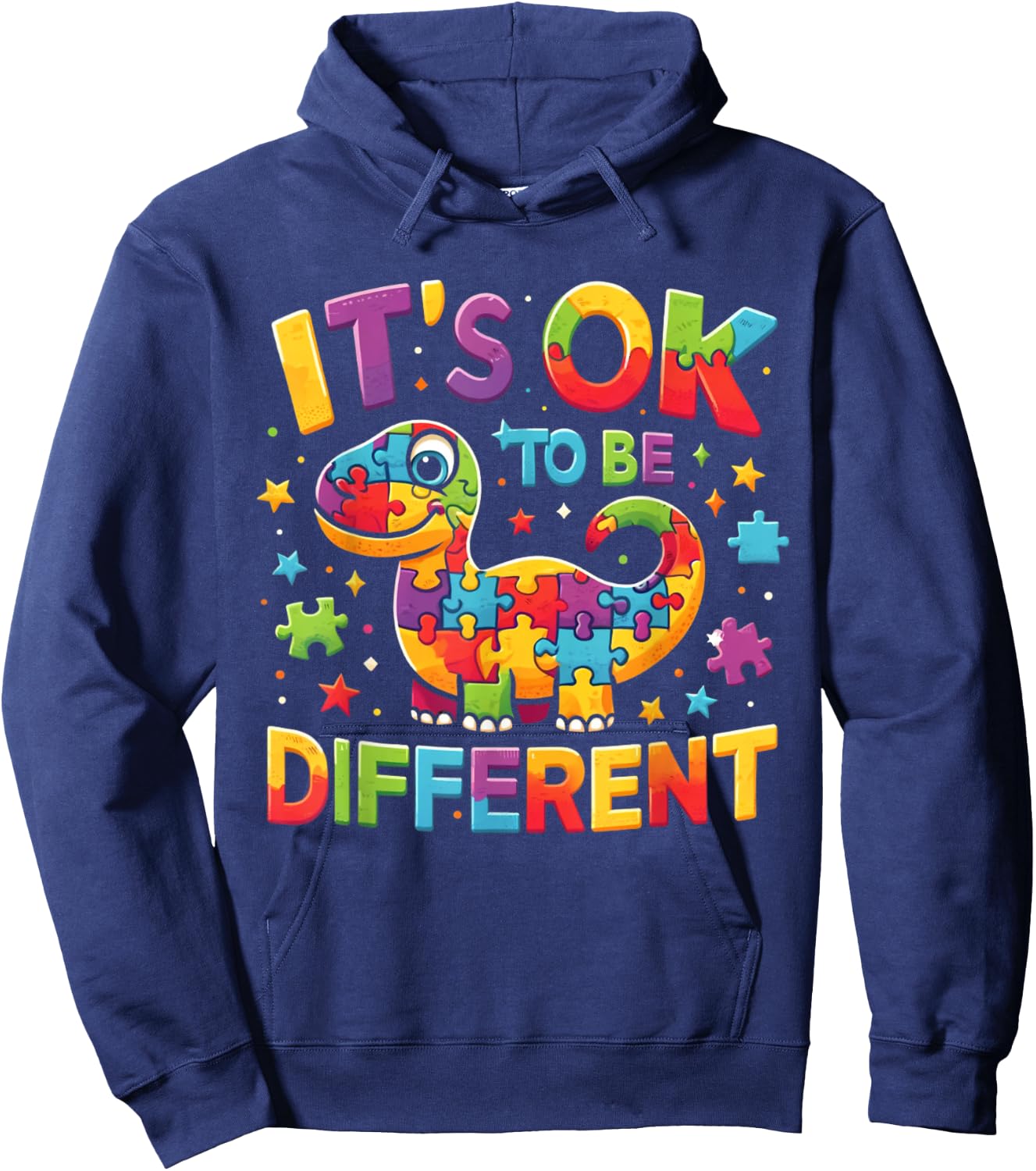 Its Ok To Be Different Autism Awareness Cute T Rex Dinosaur Hoodie - Hoodie | Navy