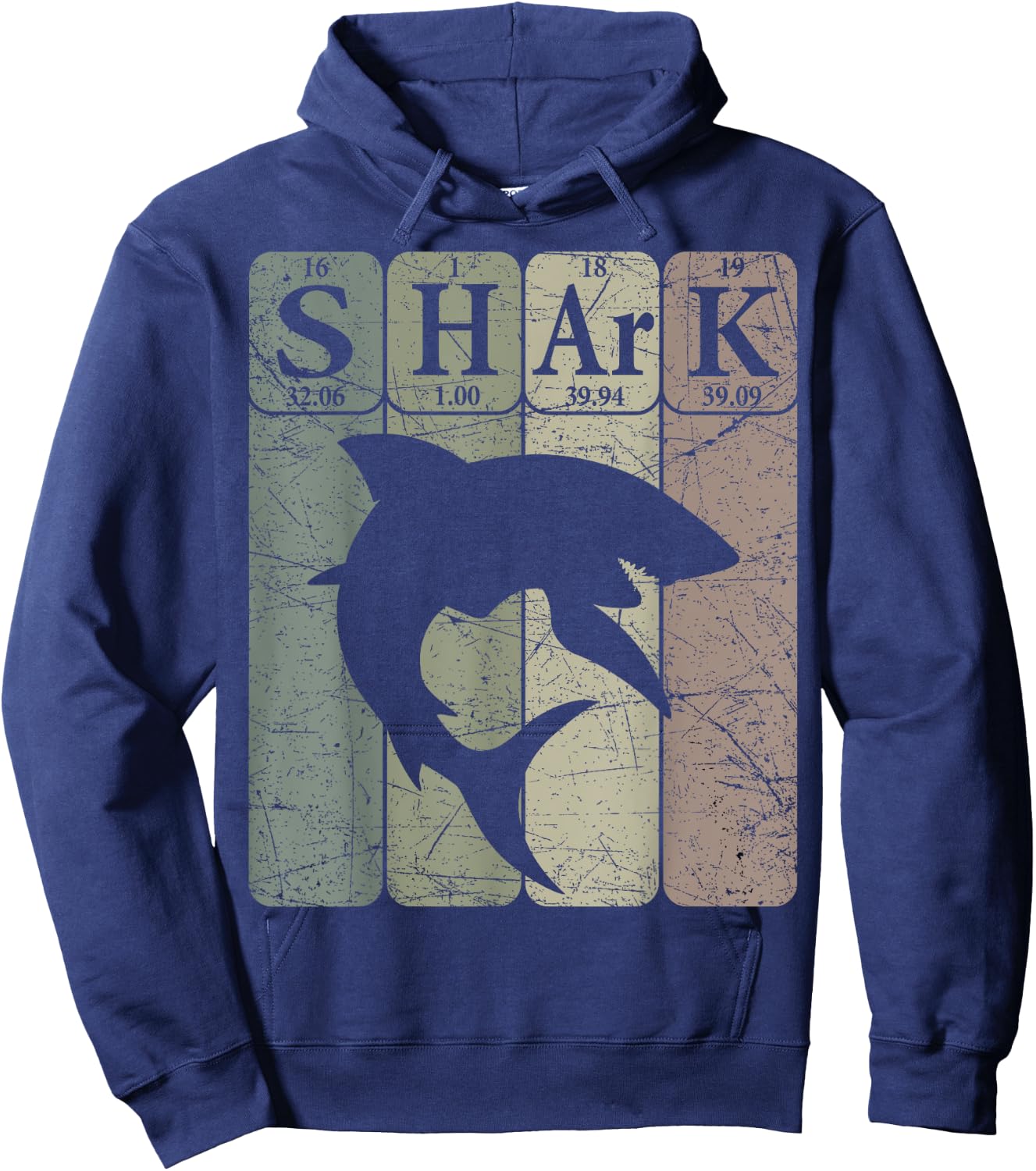Shark Periodic Table Elements Retro Shark Selachimorphaphile Hoodie - Hoodie | Navy