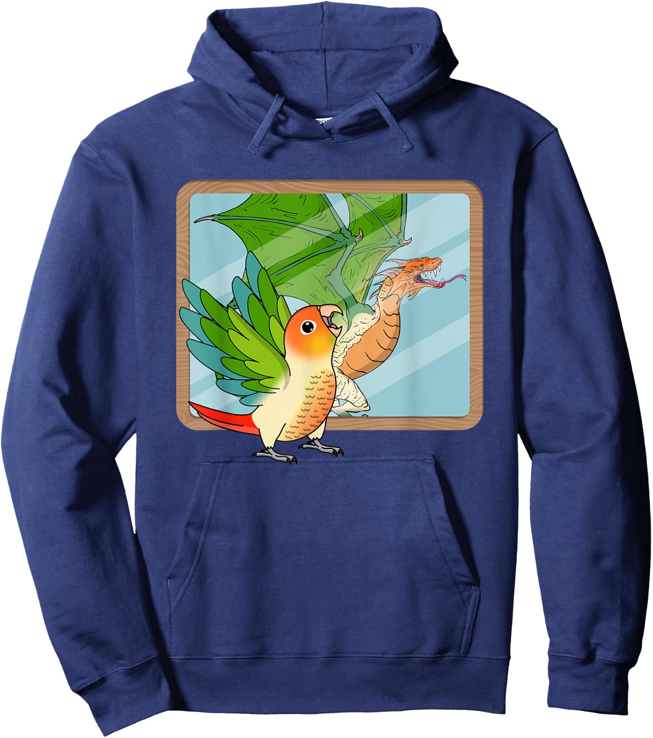 Parrot & Dragon Reflection I Green Cheek Pineapple Conure Hoodie - Hoodie | Navy