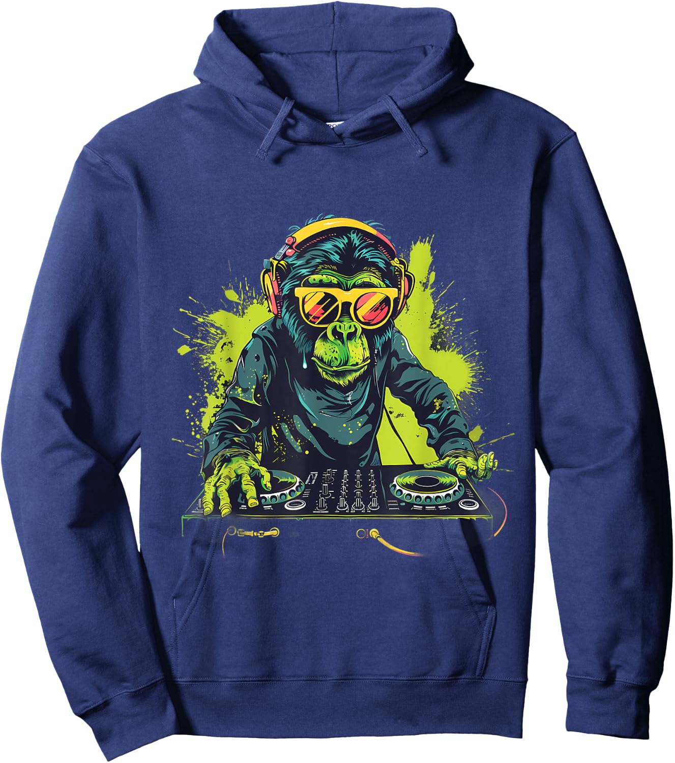 DJ Monkey Splash Monkey DJ Turntable DJ Monkey House Music Hoodie - Hoodie | Navy