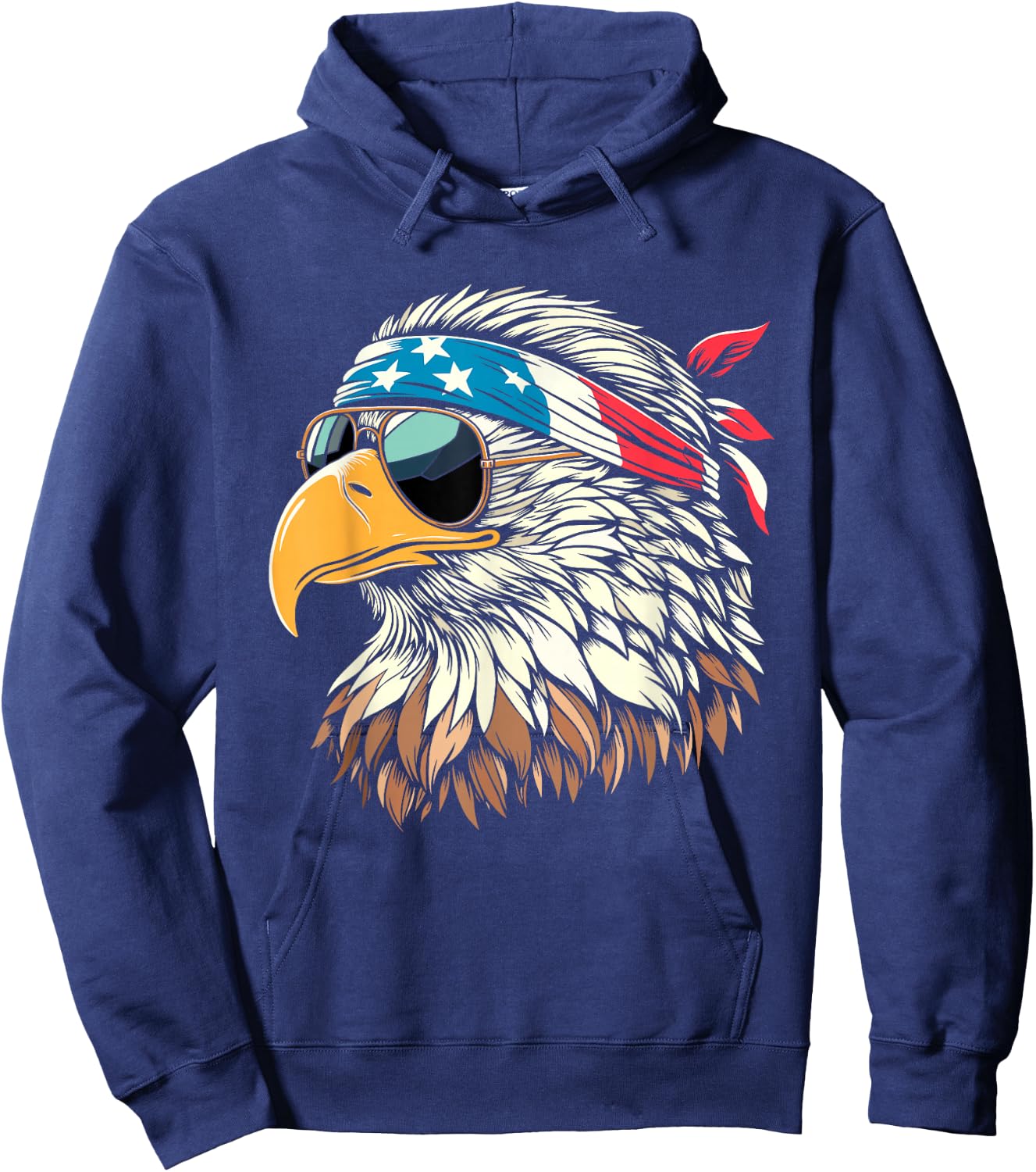 Bald Eagle 4th of July USA American Flag Patriotic Men Women Hoodie - Hoodie | Navy