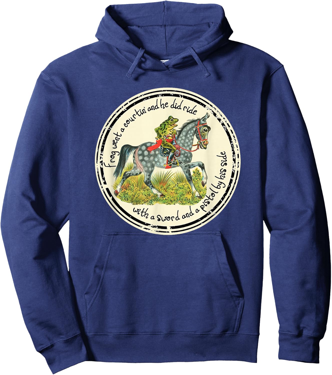 Frog Went a Courtin riding Horse with Sword Folk Tale Hoodie - Hoodie | Navy