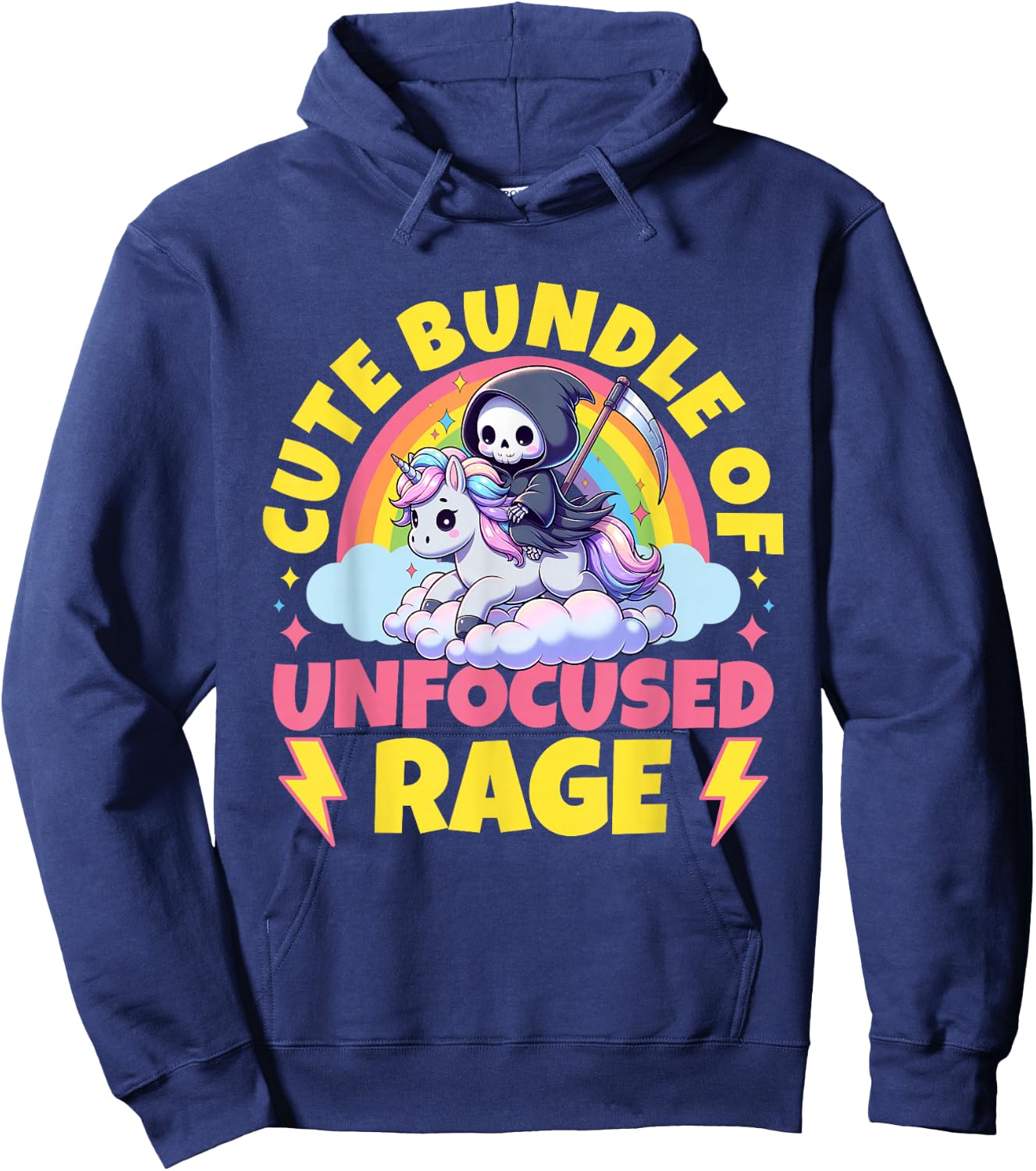 Cute Bundle Of Unfocused Rage Goth Mystical Gothic Unicorn Hoodie - Hoodie | Navy