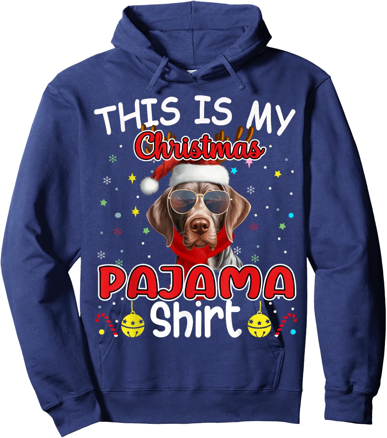 German Shorthaired Pointer Christmas Pajama Matching Xmas Hoodie - Hoodie | Navy