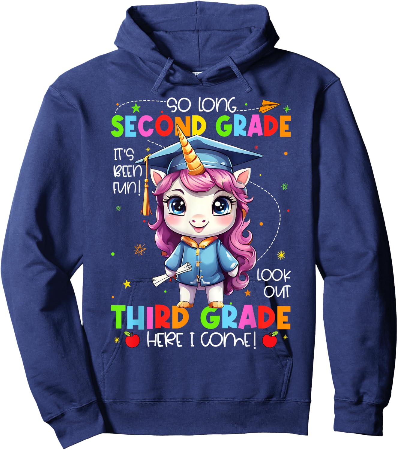 Unicorn So Long 2nd Grade Graduation Last Day Of School Hoodie - Hoodie | Navy