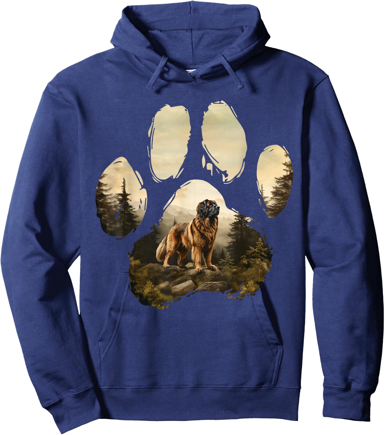 Leonberger Mountain Paw Design Dog Mom Dad Men Women Girls Kids Hoodie - Hoodie | Navy