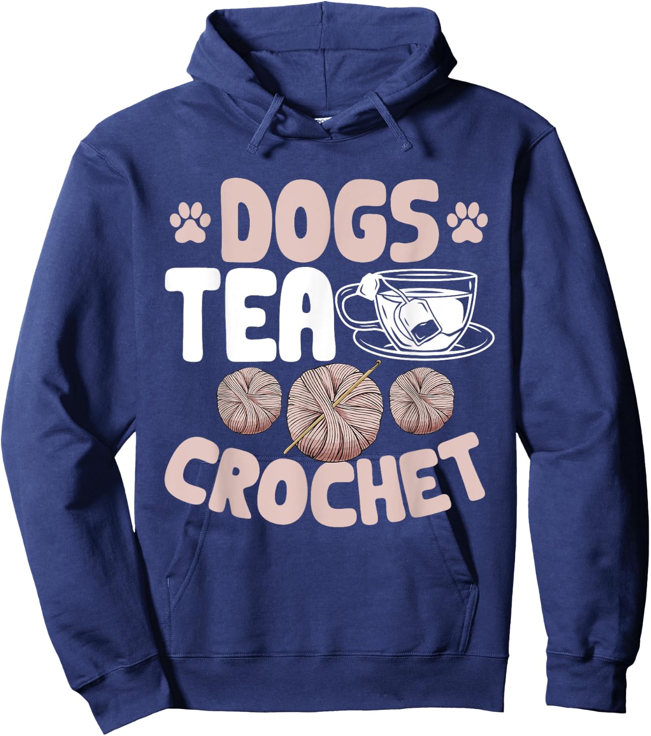 Crocheting Crocheter Dogs Tea Crochet Hoodie - Hoodie | Navy