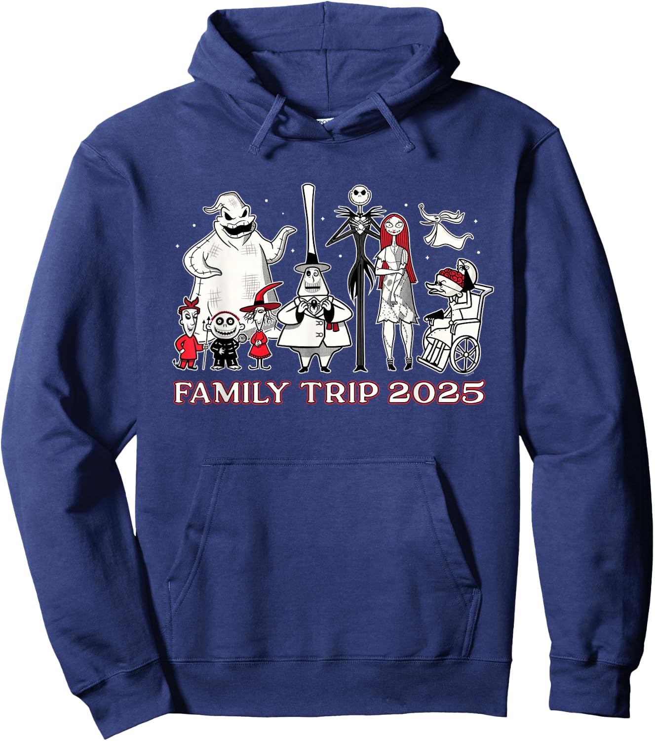Disney The Nightmare Before Christmas B&W&R Family Trip 2025 Hoodie - Hoodie | Navy