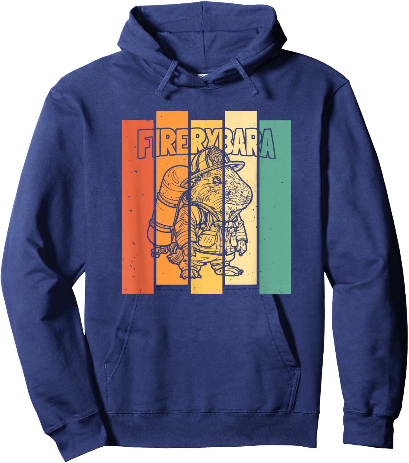 Firerybara - Fire Fireman Thin Red Line Firefighter Capybara Hoodie - Hoodie | Navy