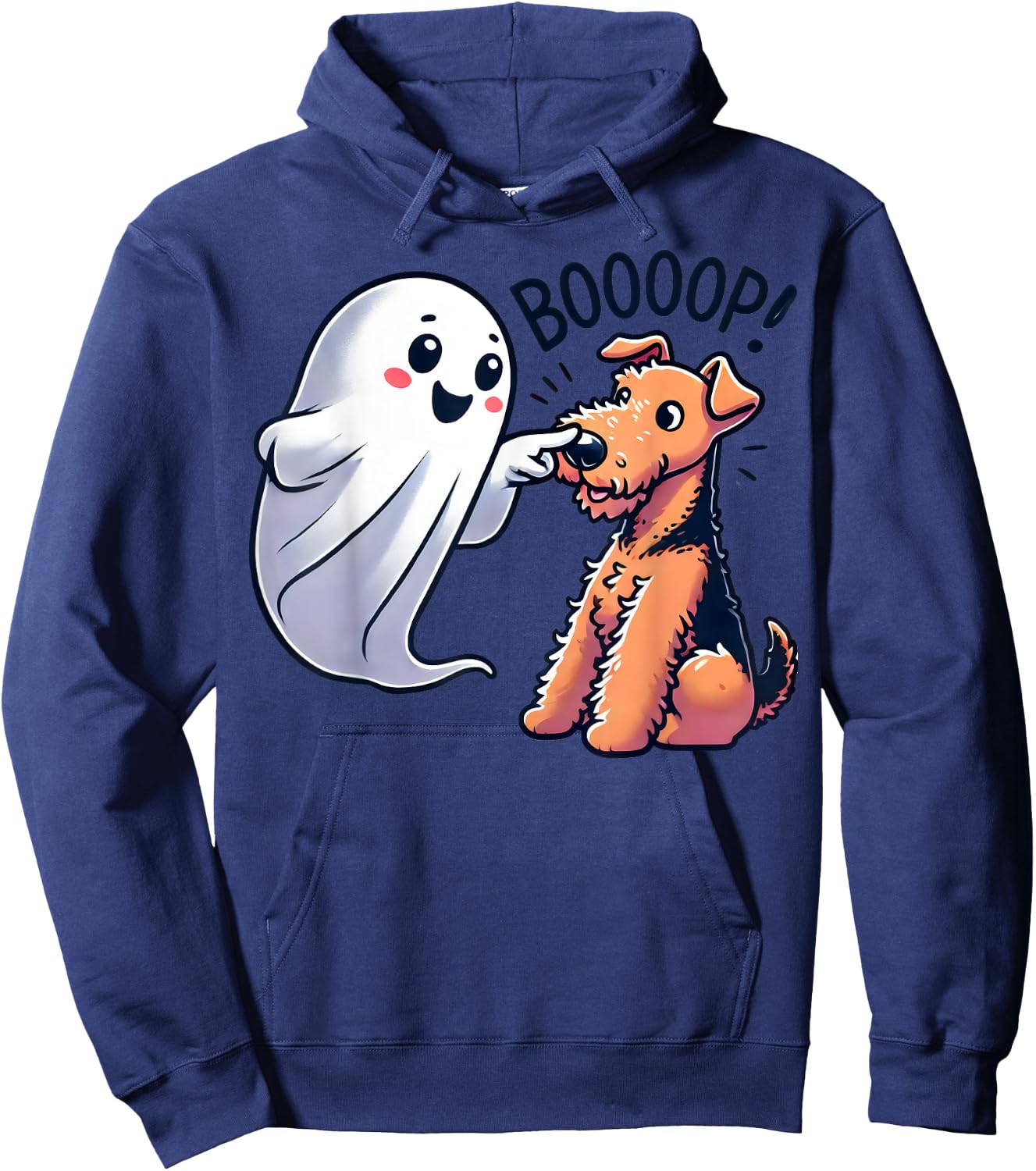 Funny Halloween Ghost Airedale Terrier Boop Lazy Costume Hoodie - Hoodie | Navy