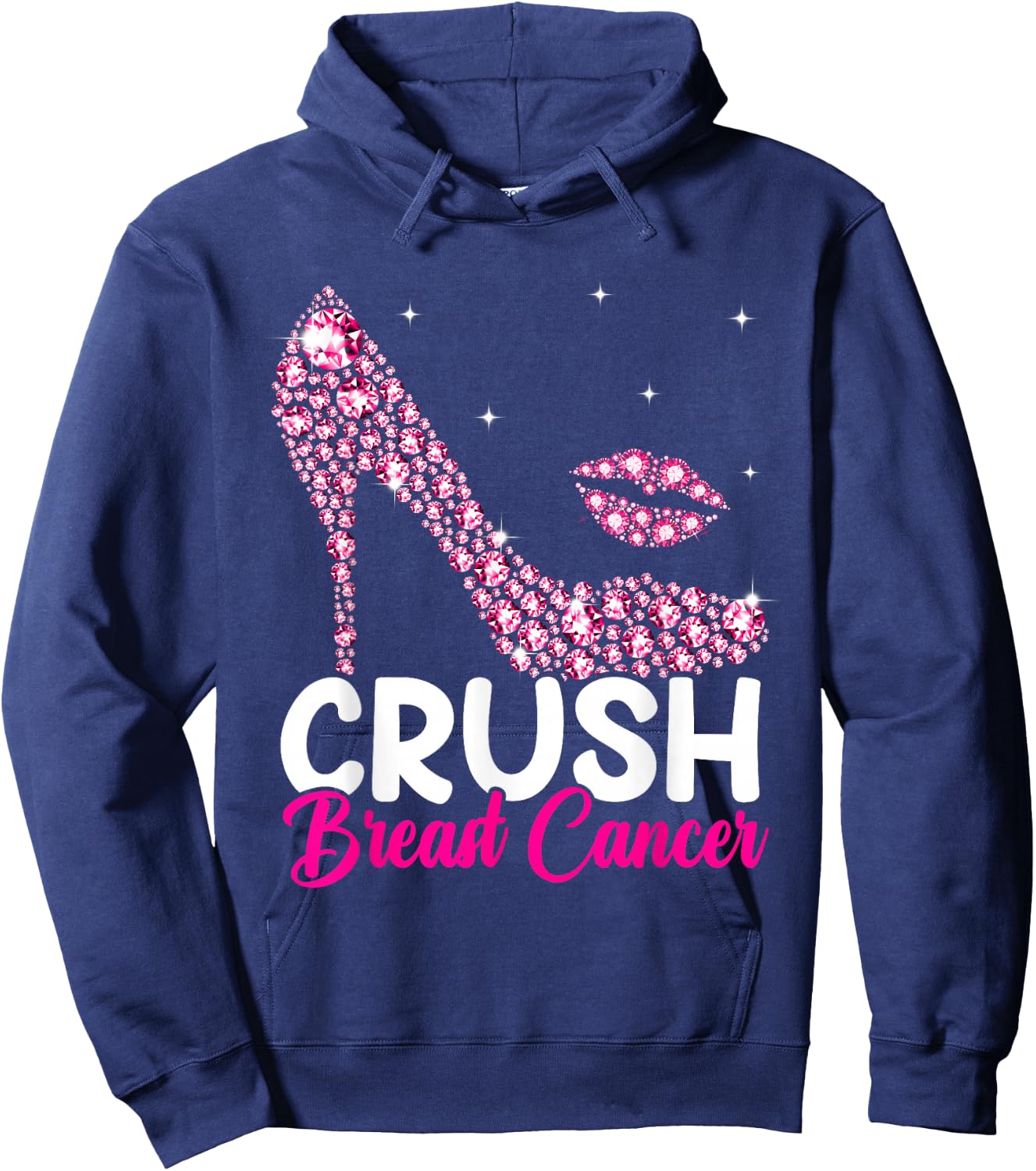 Crush Breast Cancer Awareness High Heel Pink Ribbon Women Hoodie - Hoodie | Navy