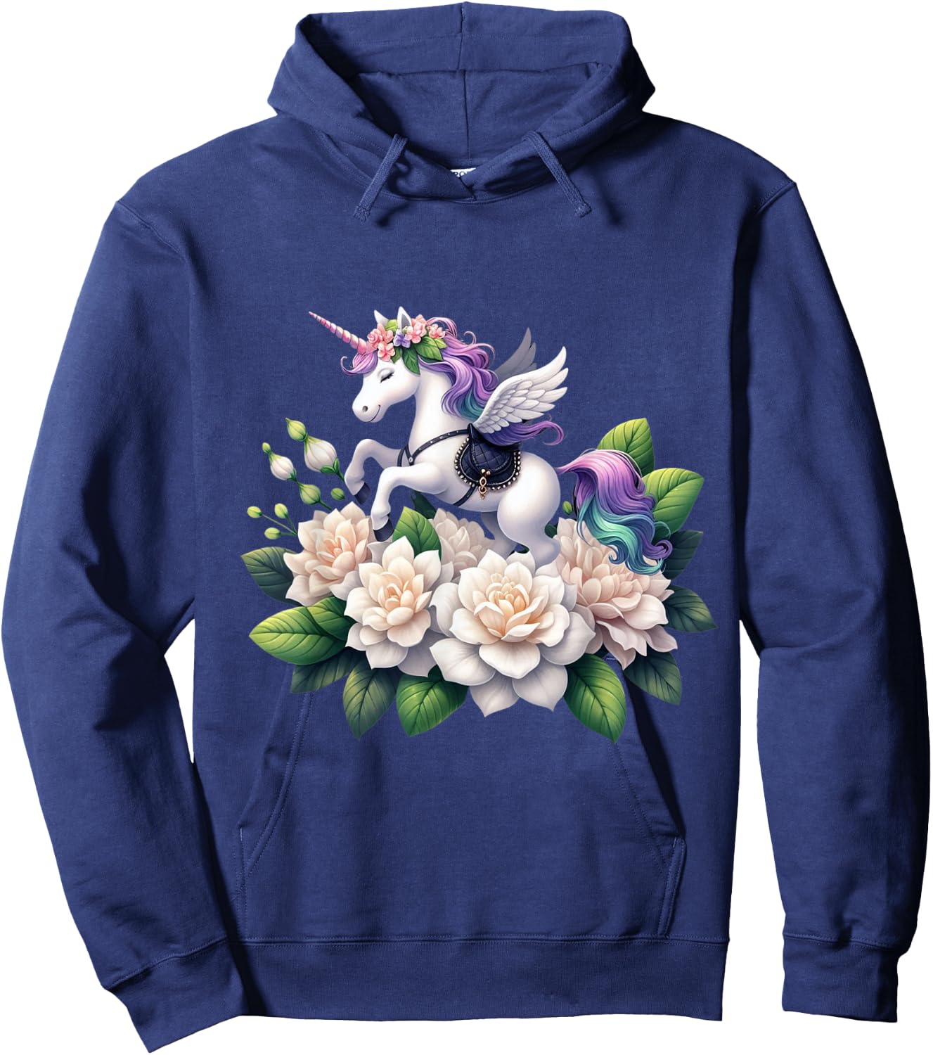 Unicorn Riding Gardenia Boys Girls Men Women Kids Adults Hoodie - Hoodie | Navy