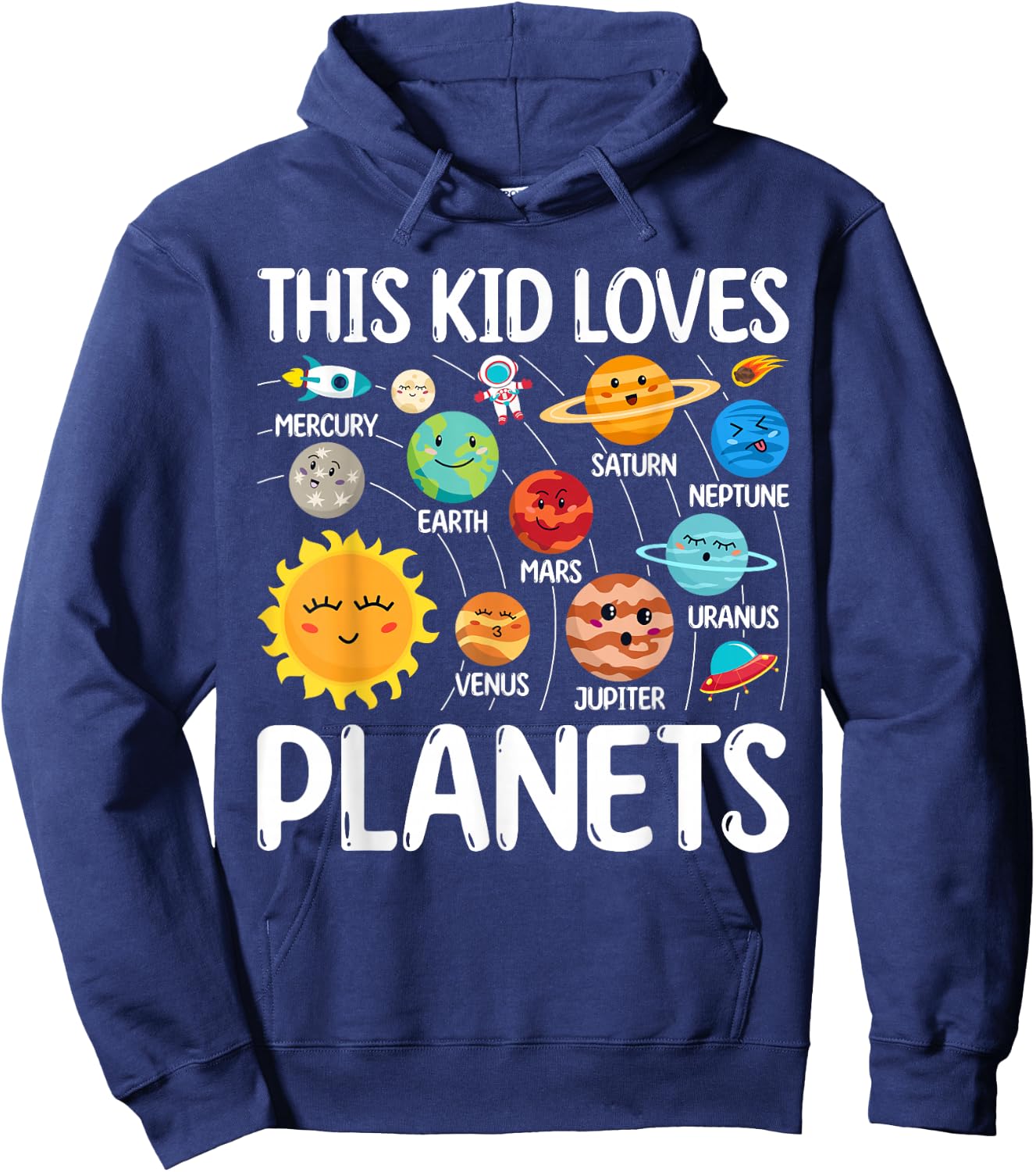This Kid Loves Planets Solar Star System Science Kids Space Hoodie - Hoodie | Navy