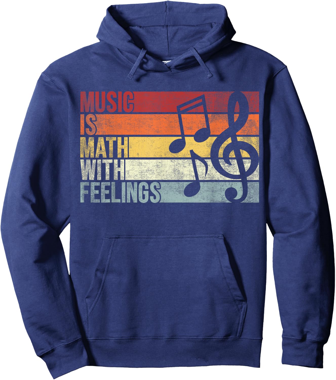 Vintage Music Is Math With Feelings. Funny Music Lover Hoodie - Hoodie | Navy