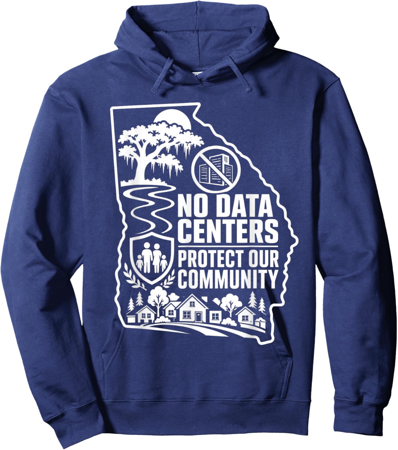 No Data Centers Protect Our Community Retro Hoodie - Hoodie | Navy