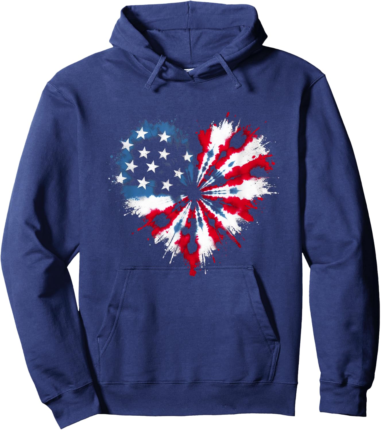 Tie dye Heart USA Flag Colors white, Red & Blue 4th Of July Hoodie - Hoodie | Navy