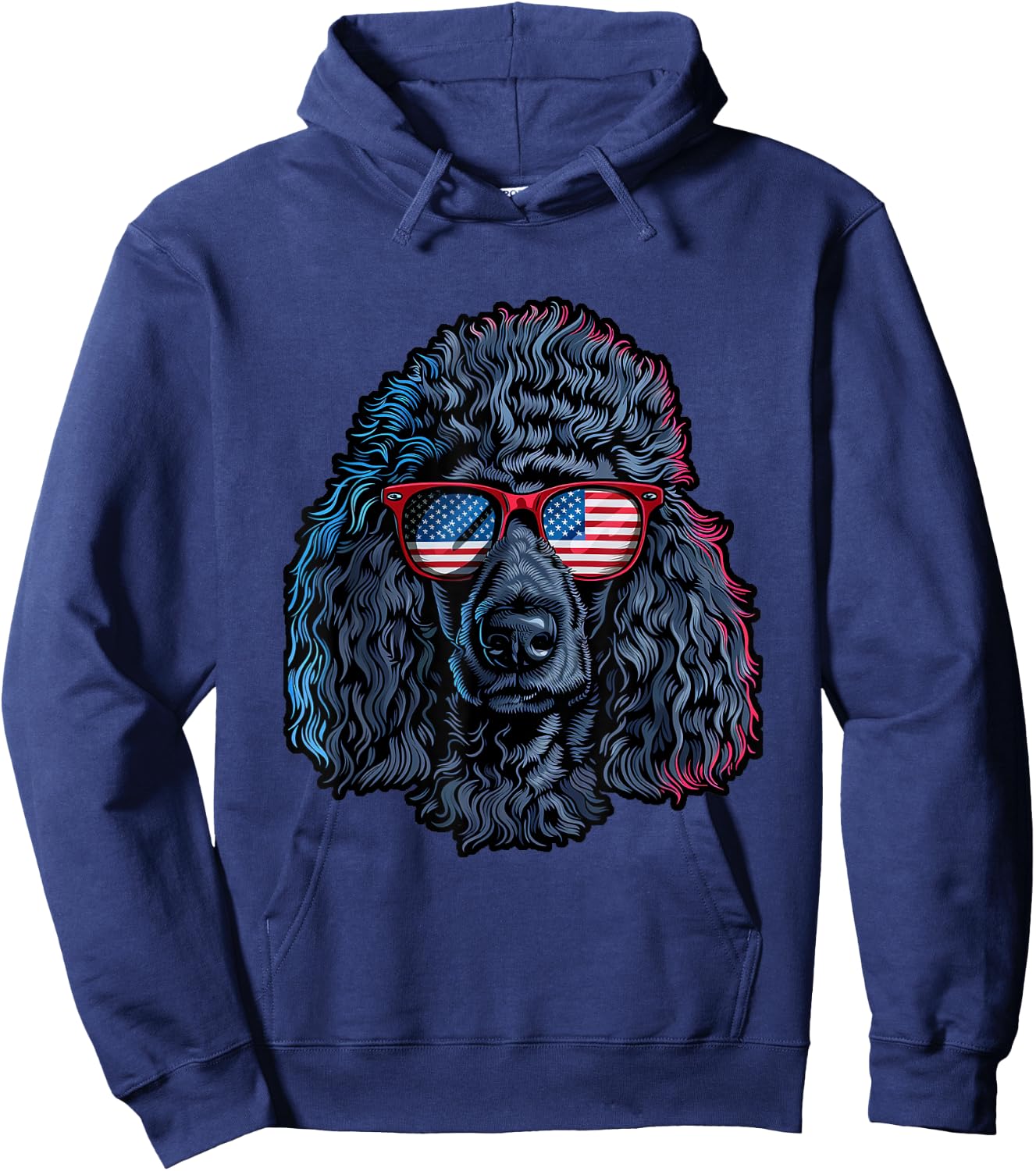 Poodle with American Sunglasses Hoodie - Hoodie | Navy