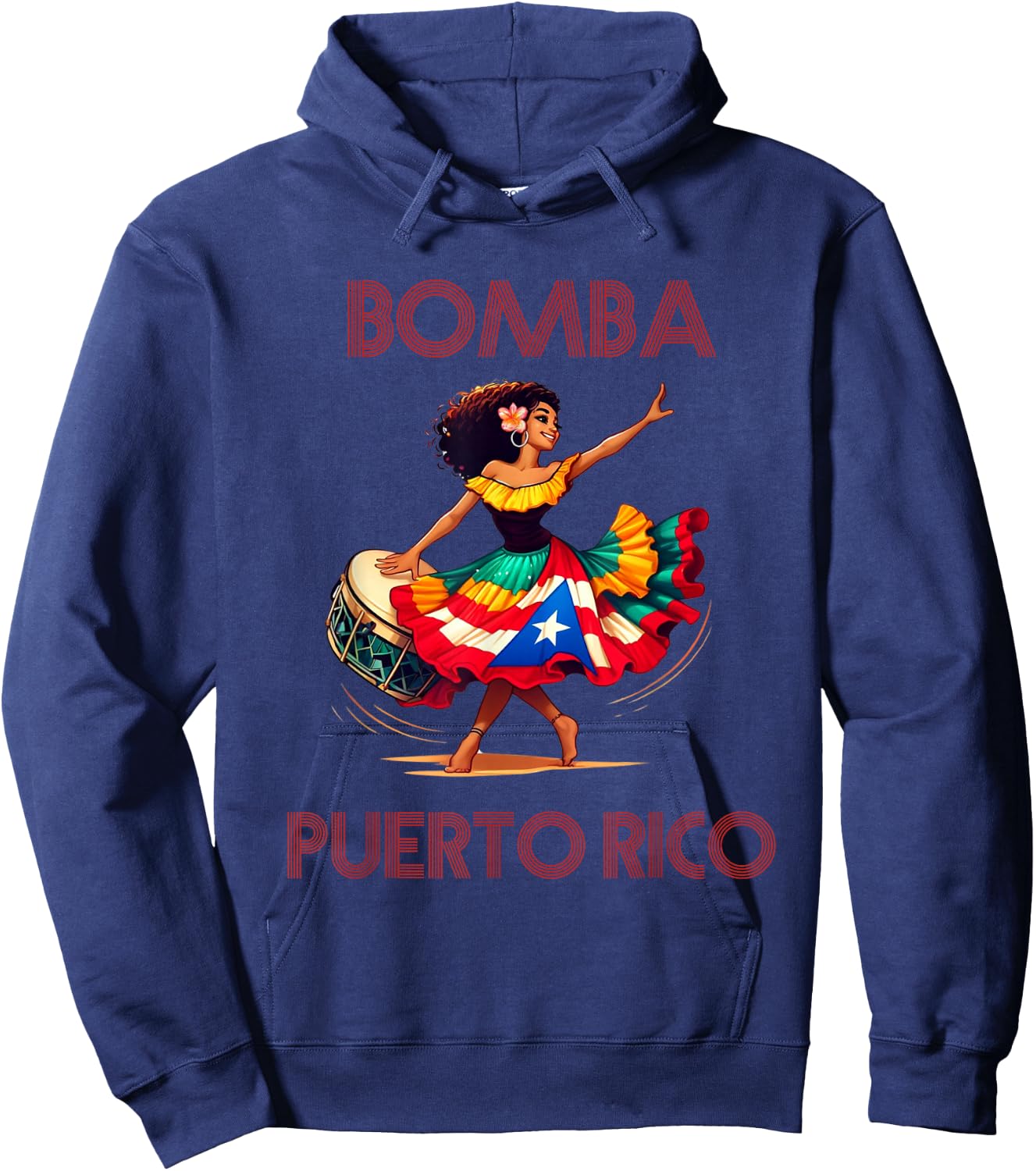 Puerto Rico Flag Hispanic Heritage Month Women Bomba Dancer Hoodie - Hoodie | Navy