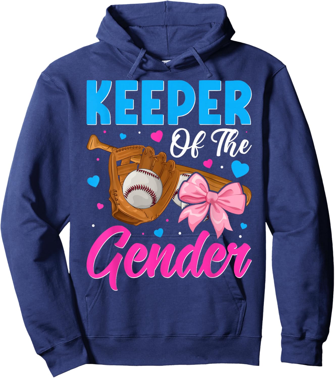 Keeper Of The Gender Baseball or Bows Gender Reveal Party Hoodie - Hoodie | Navy