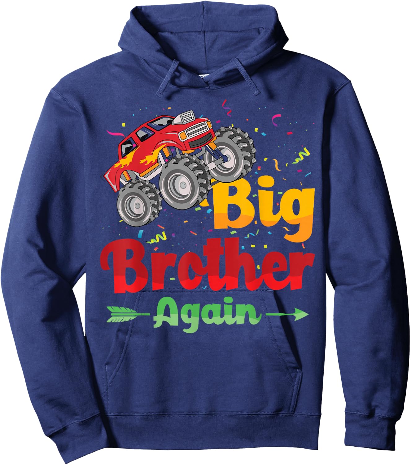 Big Brother Again Monster Truck Baby Announcement Hoodie - Hoodie | Navy